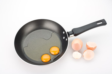 yolks and broken eggs, isolated