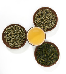 Fototapeta premium variety of green teas. Isolated on white