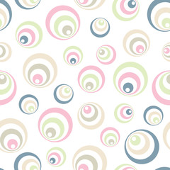 Seamless retro soft circles pattern over white