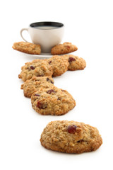 Path from cookies to a cup with milk