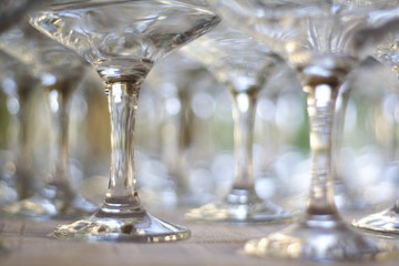 Empty glasses on table