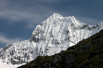 Snowcapped Chacraraju peak