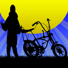 Obraz premium young boy and bike