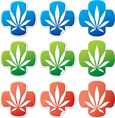 Medical cannabis sticker normal and peeling versions