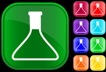 Icon of medical vial on shiny buttons