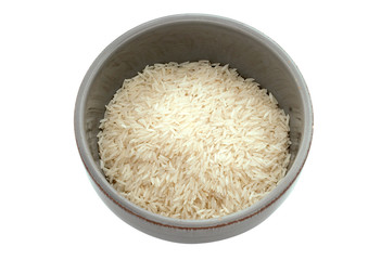 bowl of rice isolated with path