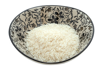 bowl of rice isolated with path