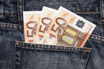 Euro Pocket Money In Blue Jeans