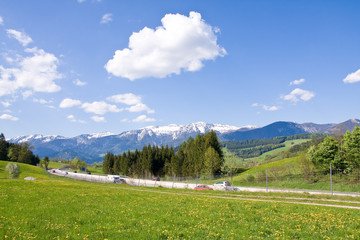 Fototapeta na wymiar alpine farm land in austria
