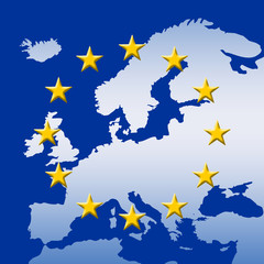 Europe Map With EU Stars