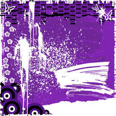 Grunge floral vector design. Violet.