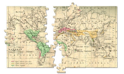 Map in the form of puzzle.