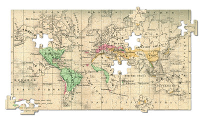 Map in the form of puzzle.