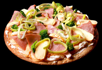 Pizza,briekäse,lauch,schinken