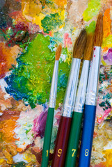 palette and paintbrushes
