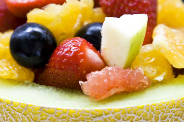Fresh colorful fruits in a melon