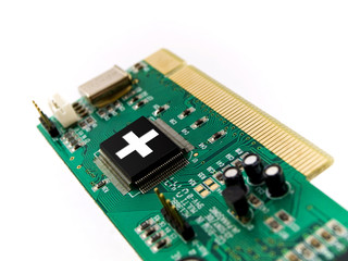 PC Help Circuit Board PCI on White Background