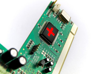 PC Help Circuit Board PCI on White Background