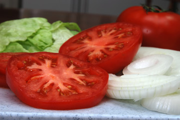 Tomatoes, Lettuce, and Onions