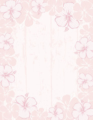 frame of hibiscus on pink background