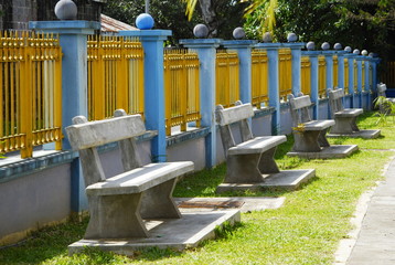 Seats along a footpath