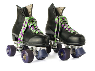 Retro roller skates isolated on white background