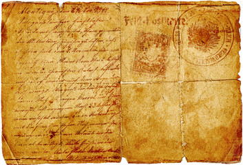 vintage letter with handwritings and stamps