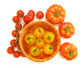 Tomatoes three kinds isolated on white background