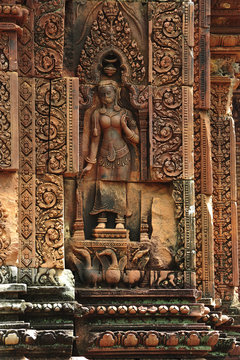 Cambodia Angkor Banteay Srey carved apsara