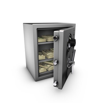 tresor offen, mit dollars