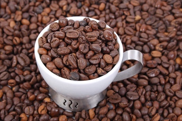 Cup of coffee beans