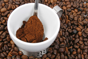 Coffe,spoon and white cup
