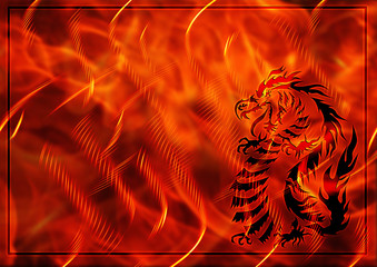 Background with a burning flame and dragon