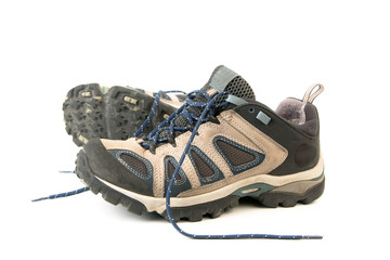 clothes hiking boots or shoes isolated