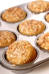 Freshly baked tropical pineapple muffins with nuts