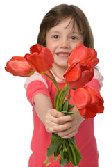 girl with tulips