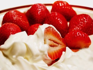 Strawberries and sour sweet cream