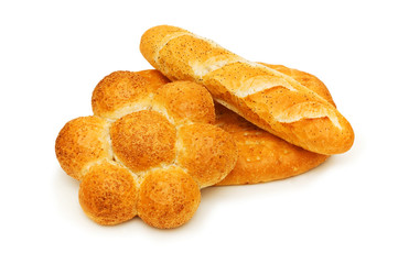 Bread loaf isolated on the white background