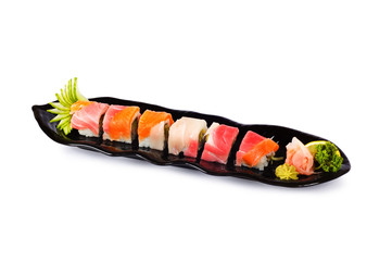 Sushi plate isolated on the white background