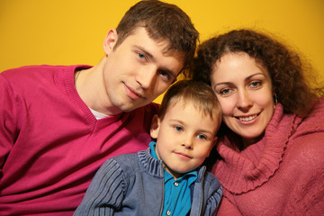 Fototapeta premium family on yellow background