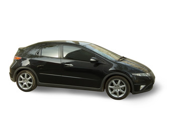Obraz premium black new sportscar on white. Isolated whith clipping path