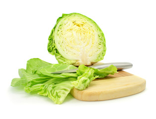 cut of green cabbage vegetable isolated