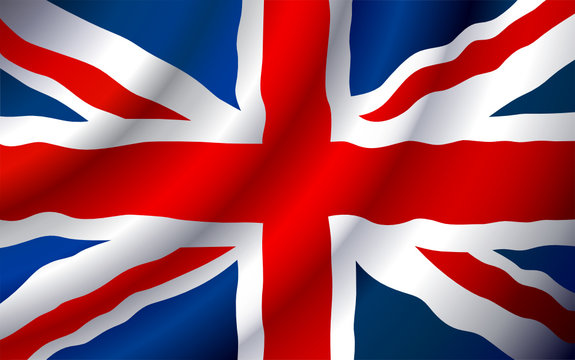 VECTOR United Kingdom flag waving in the wind.