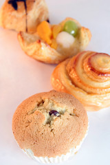 muffin,croissant and danish fruit pastry