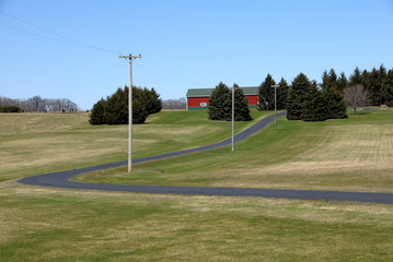 Fototapeta premium Long, Winding Driveway to Farm