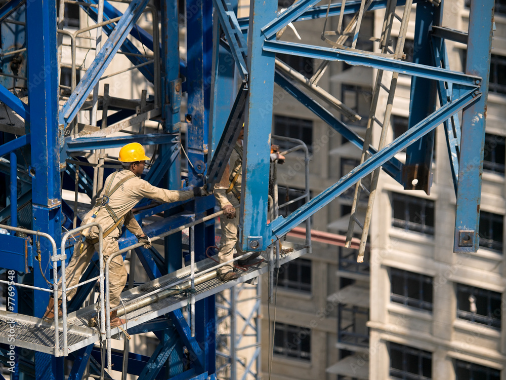 Poster tower crane height extension construction