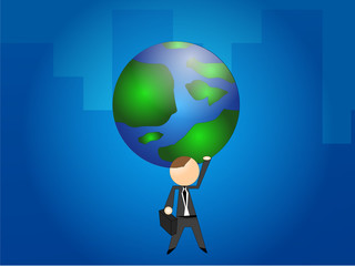 Business Man Holding Up The Earth