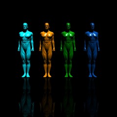 Obraz premium vier bunte männliche Schaufensterpuppen