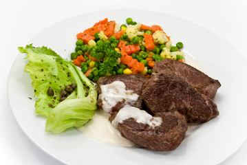 Gourmet Strauss - Steak - gebraten mit Gemüse