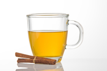 A cup of tea with cinnamon